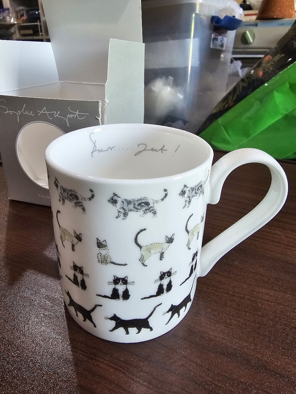 British Designer Sophie Allport "Purr...fect" Cats Fine Bone China Mug NIB